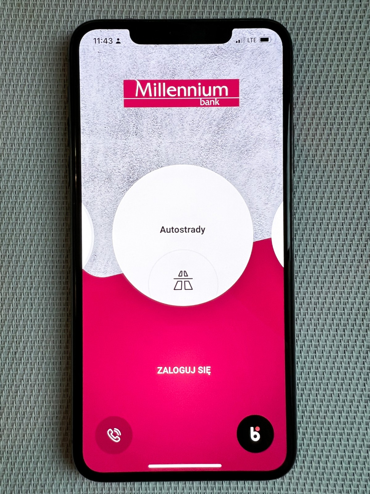 screen z aplikacji Millennium Banku
